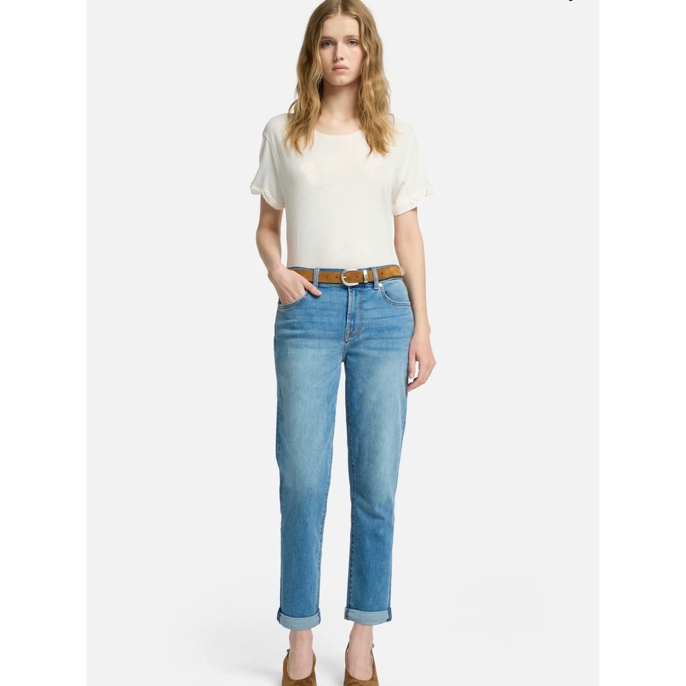 7 For All Mankind Josefina Boyfriend Jeans Blue Button Fly Denim Womens Size 27